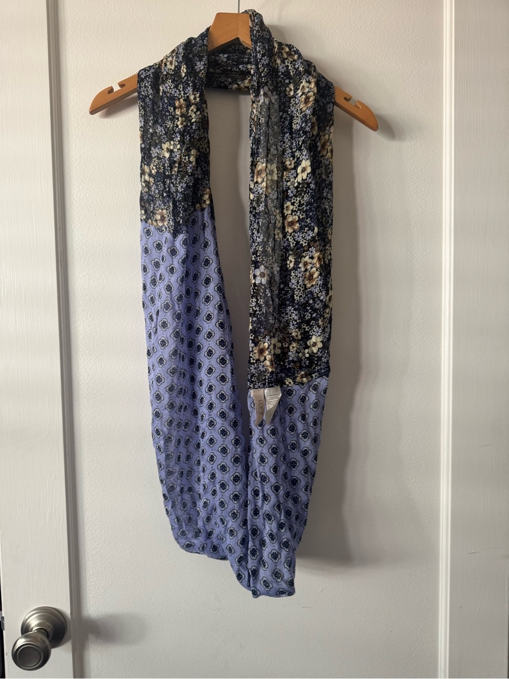 Loft Floral & Geo Pattern Lightweight Lavender-Blue Infinity Scarf